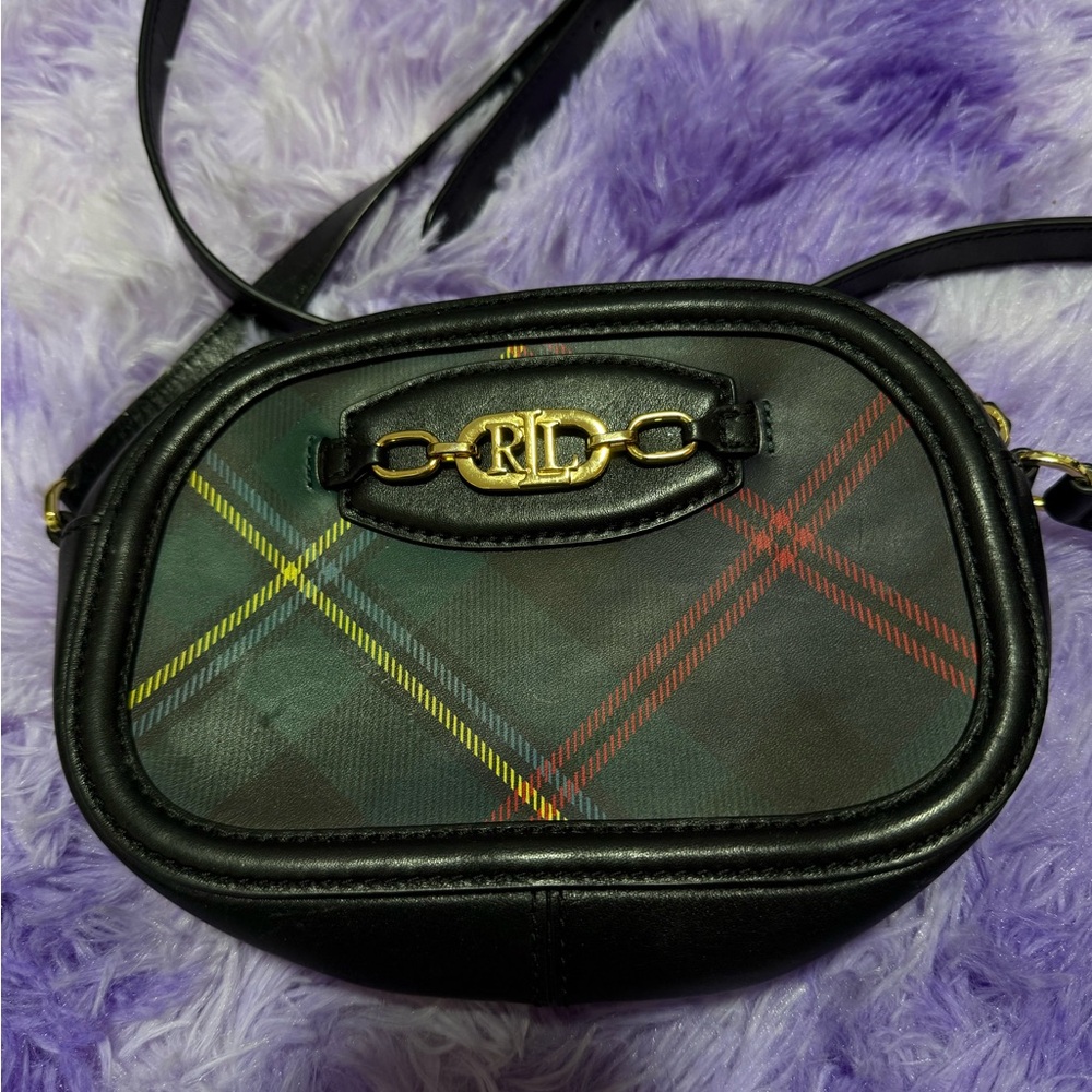 Ralph Lauren Tartan Crossbody Bag with Gold Accents